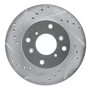 Acura CL Brake Rotor (1) - Front Left - R1 Concepts - Drilled & Slotted - Silver - `98-`02